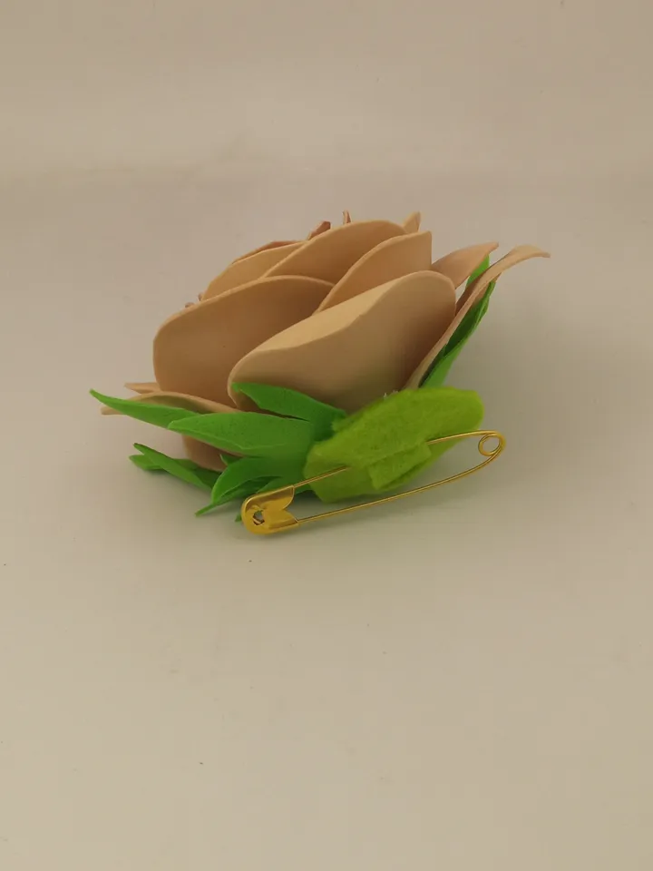 Handmade rose flower brooch on pin/ beige brooch made foam Eva/original womens accessories/gift for her/jewellery byhahd