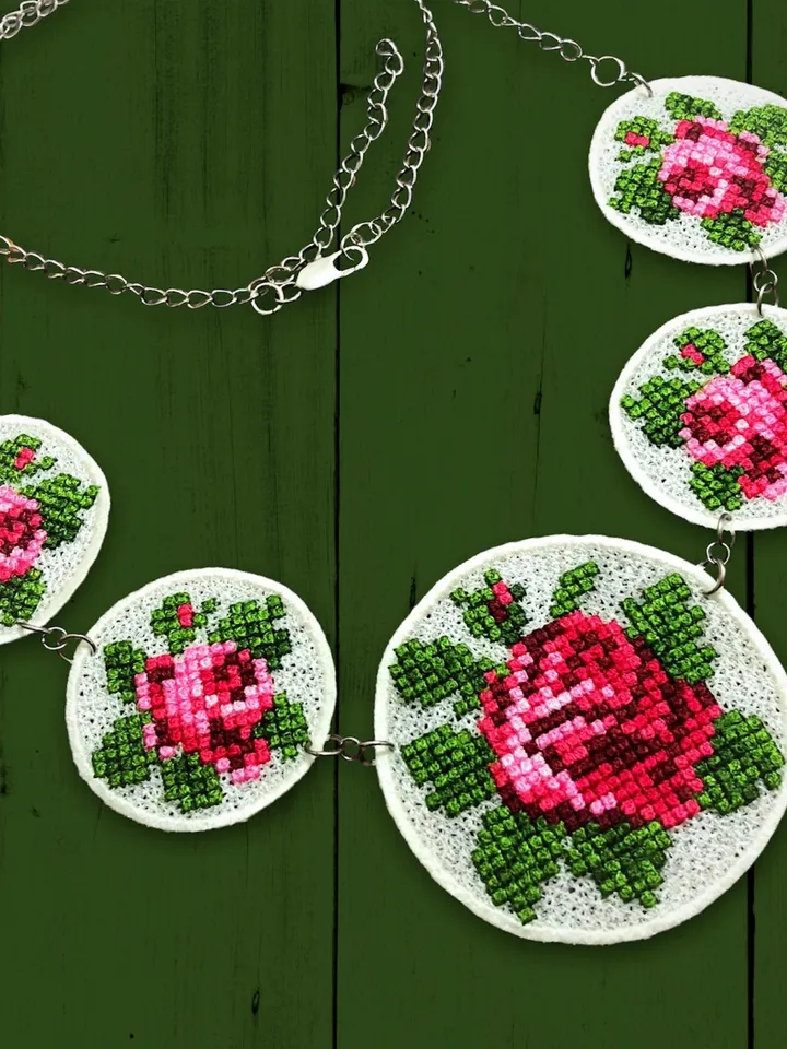 FSL cross-stitch jewelery set machine embroidery design digital embroidery pattern Free standing lace embroidery motif 3D embroidery design