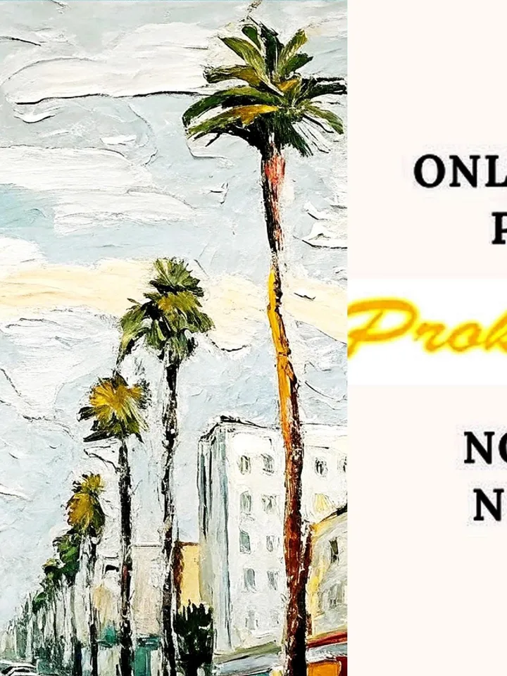 Los Angeles Oil Painting Street Original Art Impasto Scene Sunset Boulevard Impressionist Painting Palm Trees Car Cityscape Art Gift