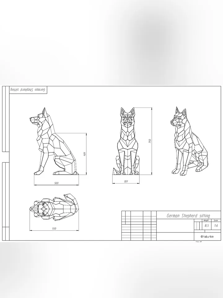 Welding Project Plans Drawings German Shepherd Sitting (DXF, PDF)