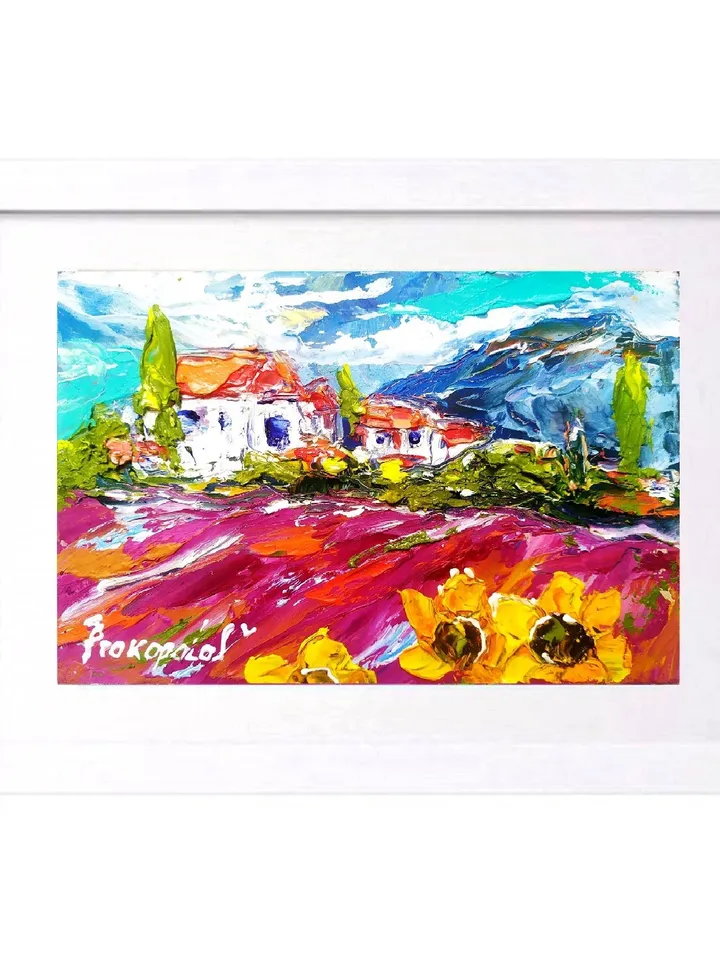 Tuscany Oil Painting Impasto Original Art Landscape Painting Tuscan Small Artwork Italy Wall Art 4 by 6 by ArtProkopaloSv
