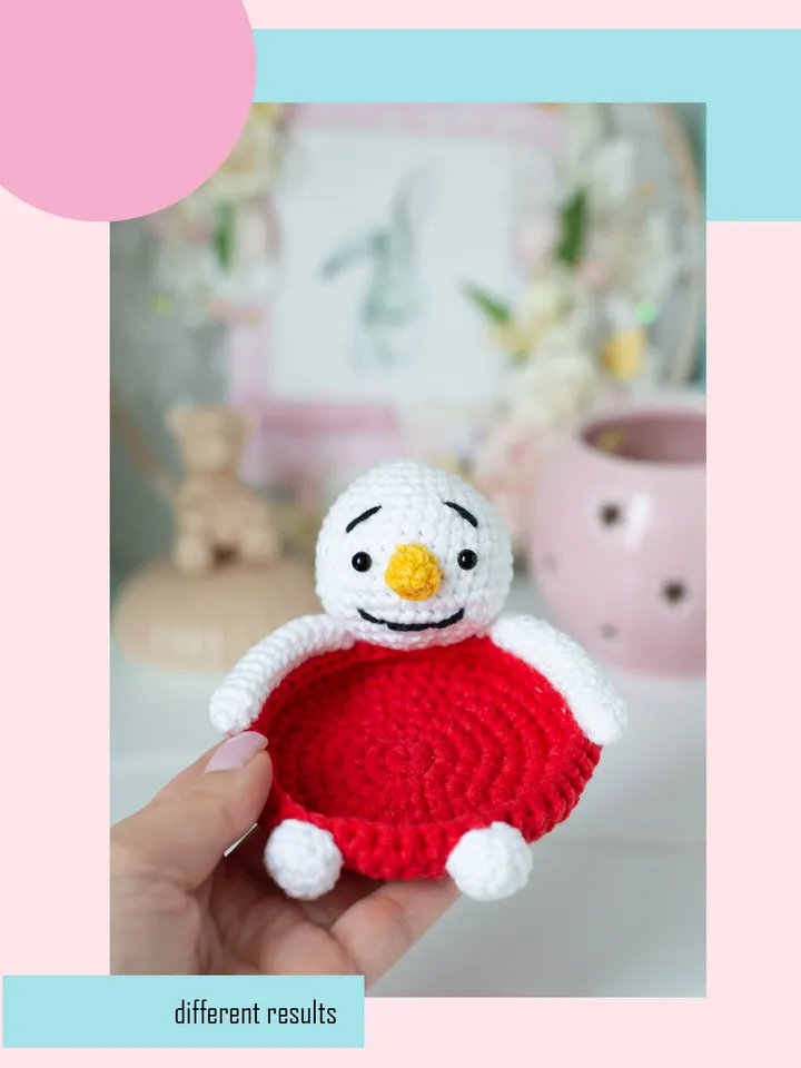 Crochet pattern amigurumi christmas snowman coaster toy pattern PDF file in ENG for beginners
