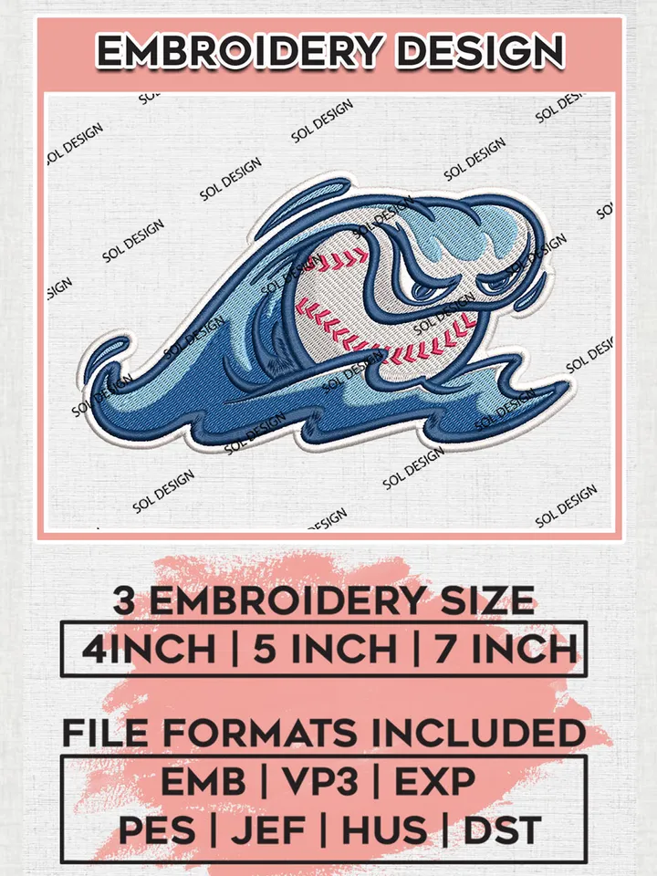MiLB West Michigan Whitecaps Embroidery Design Files, MiLB West Michigan Whitecaps Logo, Minor League Baseball Logo Embroidery Designs, MiLB embroidery designs, Machine embroidery designs, Digital Download