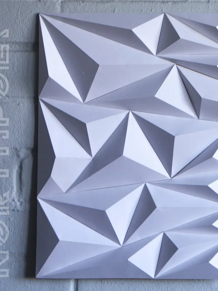 Geometric Pattern Triptych Papercraft, Digital Template, PDF Download, Gurko, 3D Low Poly, Pepakura, DIY Origami Sculpture, Paper Decor