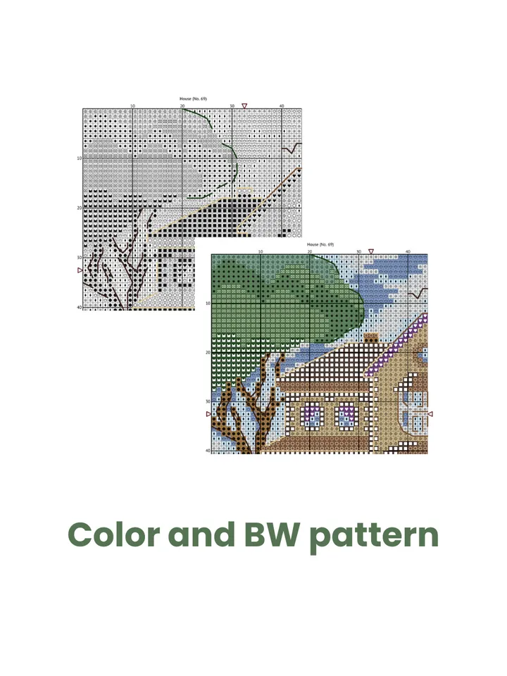Cross stitch pattern House, digital xstitch chart, instant download