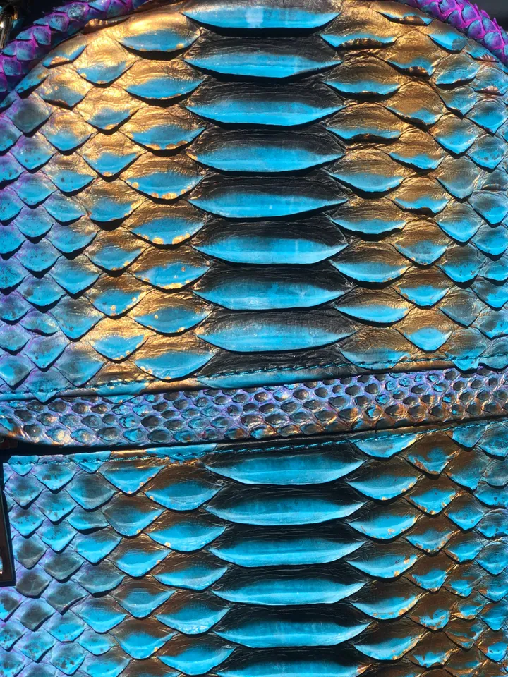 Genuine Python Skin Blue Shiny Backpack | Exotic Leather Bags | Women Sport Chic Leather BackPack | Backpack For Girls | Handmade Backpacks