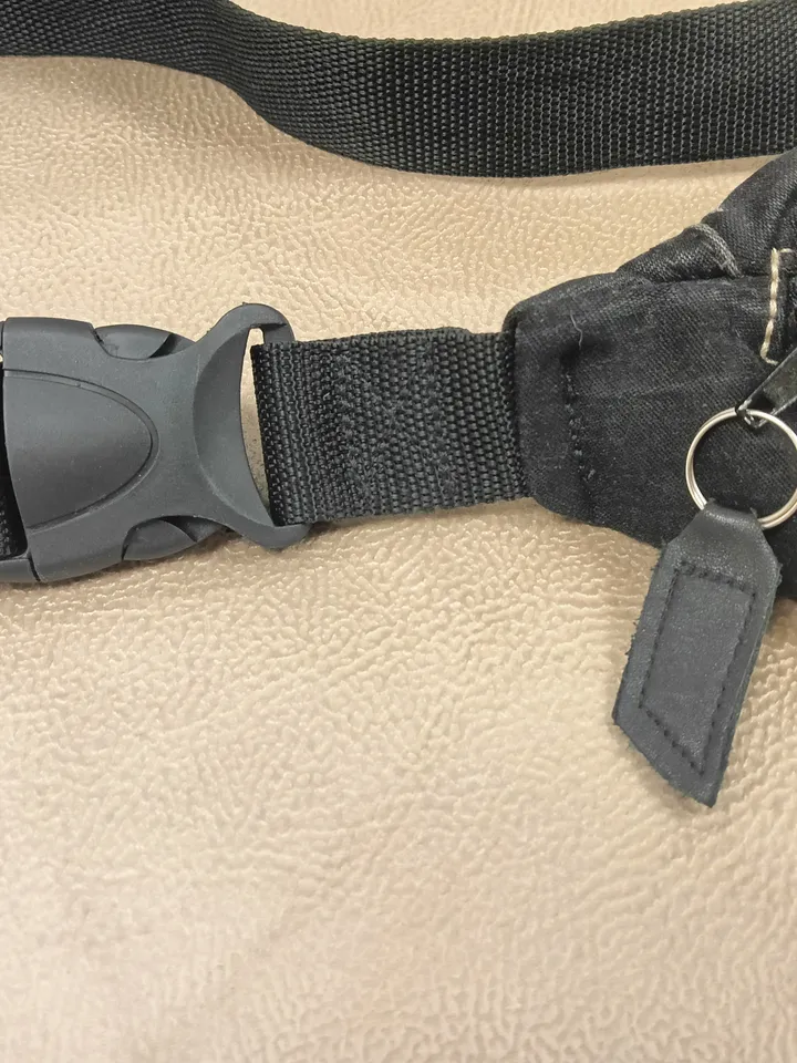 Comfortable handmade belt bag made of black denim, sling bag, fanny pack, banana crossbody wallet