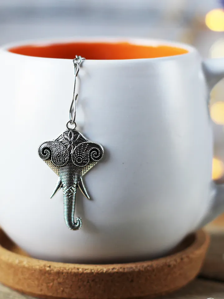 Elephant tea ball infuser for herbal tea, Tea infuser charm elephant, Tea Strainer elephant pendant, loose leaf tea