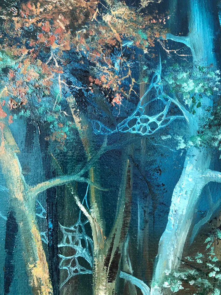 Forest Oil Painting Trees Original Wall Art Foggy Forest Painting