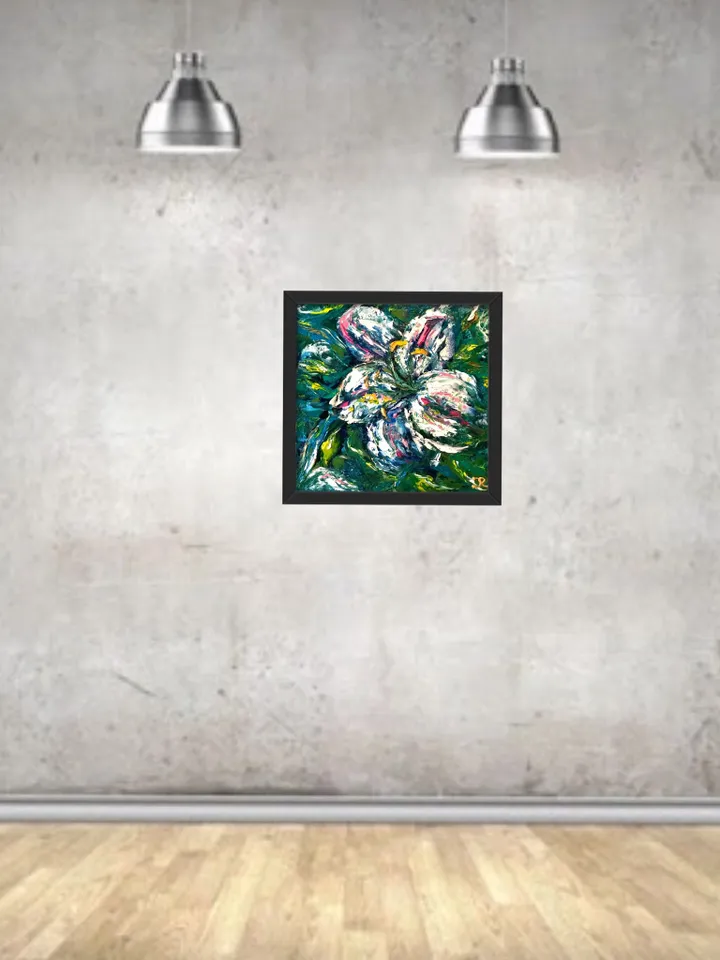 Lilies original oil painting on stretched canvas , flowers impasto painting ,home decoration made to order.