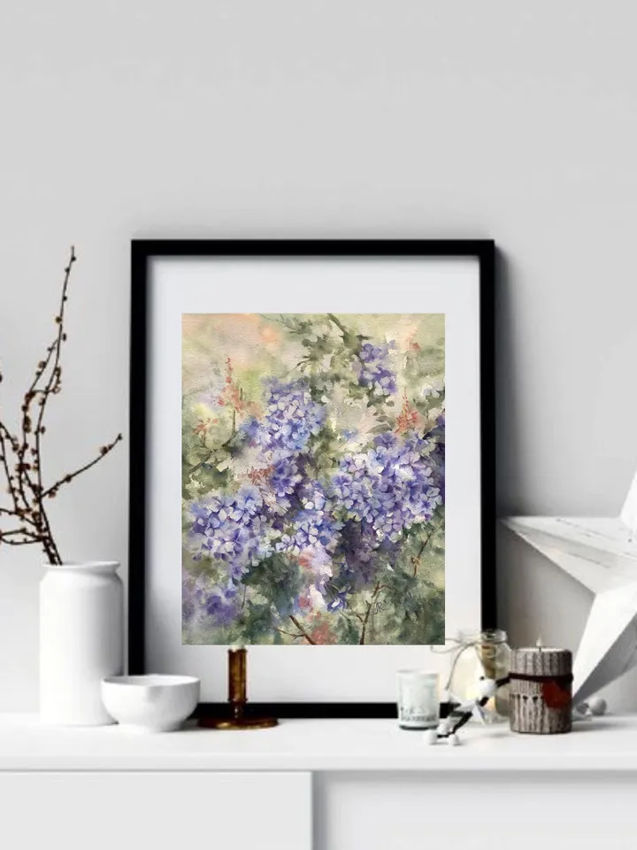 Wildflowers Original Painting Flowers Watercolor Wall Art Abstract Floral Artwork