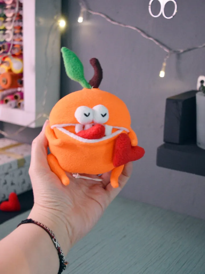 PDF Plush Toy Pattern – Fleece Orange Softie with Pocket Mouth