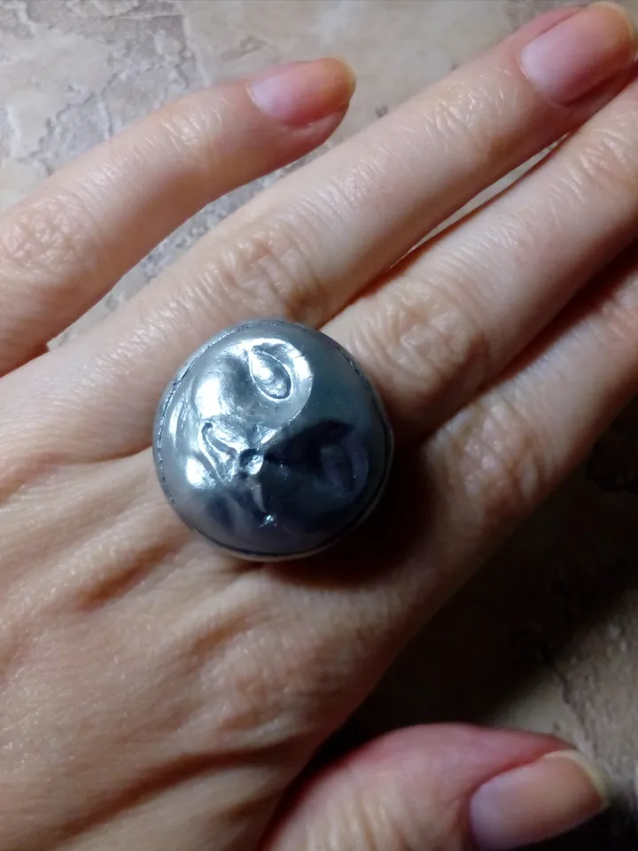 Moon ring, face ring, moon Goddess ring, Halloween ring, witchy ring, Samhein ring, Head ring
