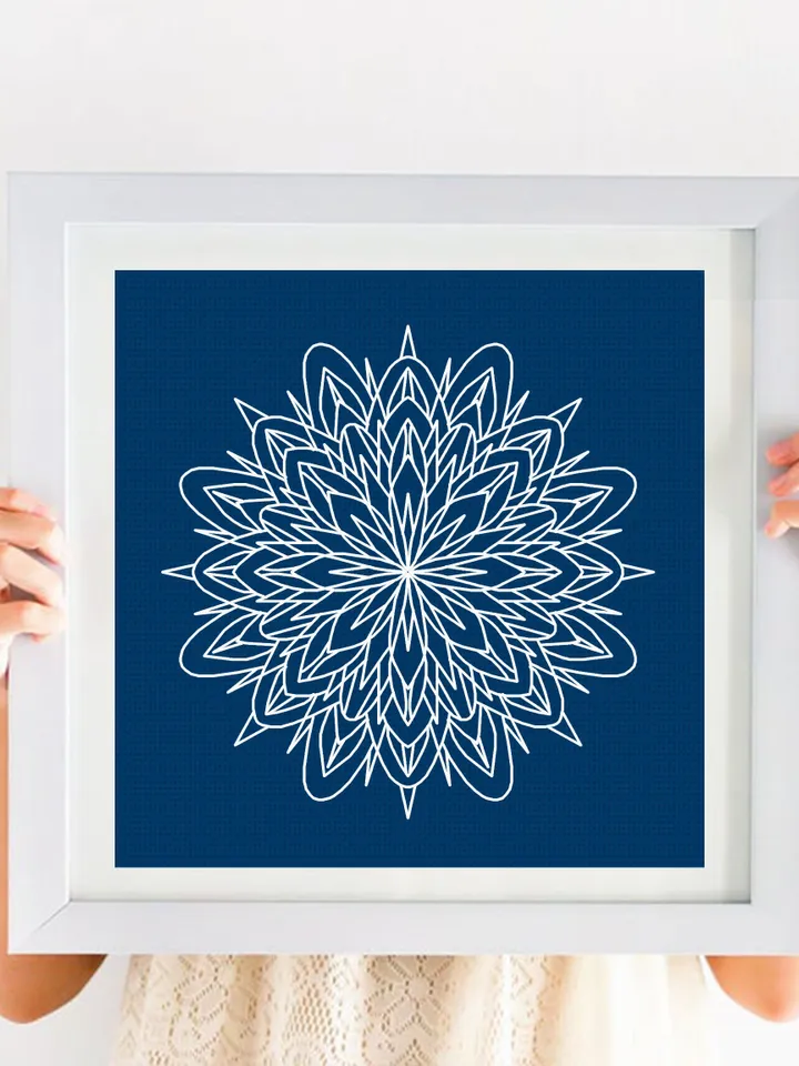 Geometric mandala blackwork pattern PDF Mandala ornament Backstitch chart, Blackwork mandala embroidery PDF Floral mandala cross stitch #W39