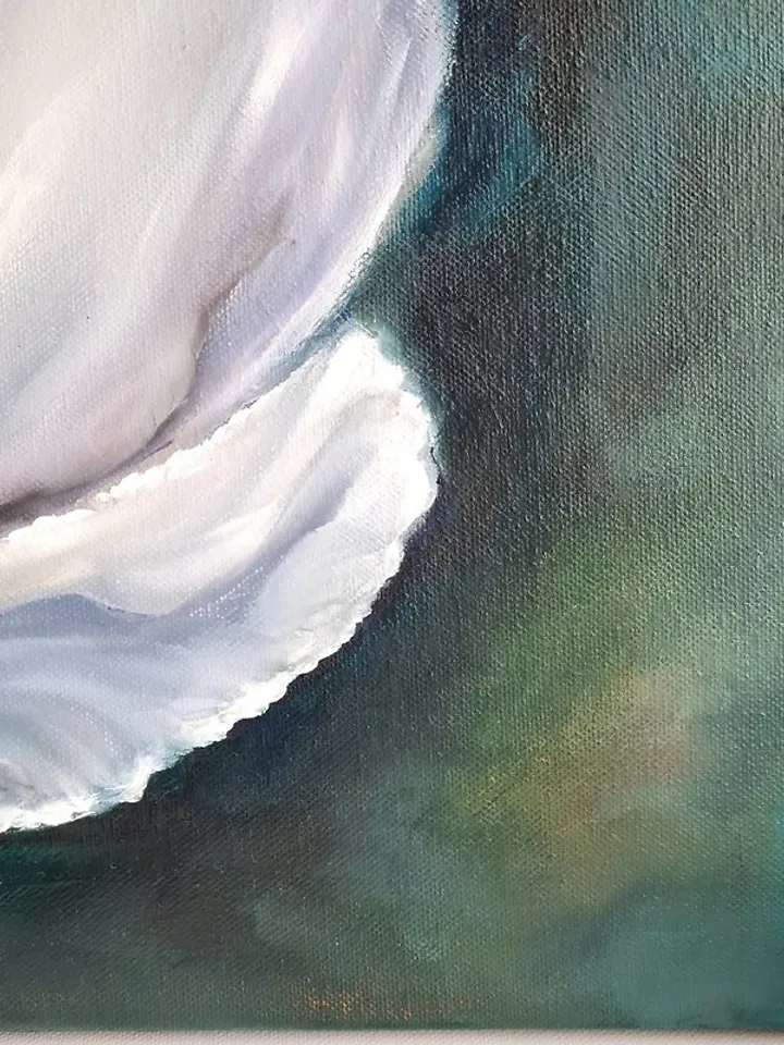 Flower oil painting Large blossom white flower Original camellia art on canvas