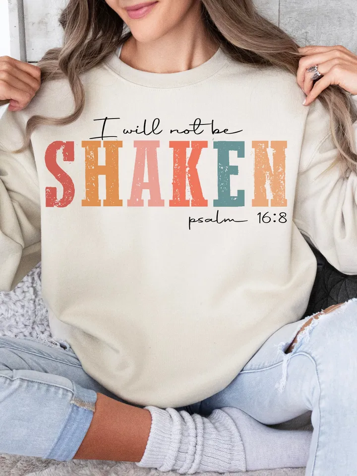 I Will Not Be Shaken PNG Boho Christian Sublimation Design Bible Verse Shirt Design Christian Verse PNG Inspirational Psalm Verse PNG