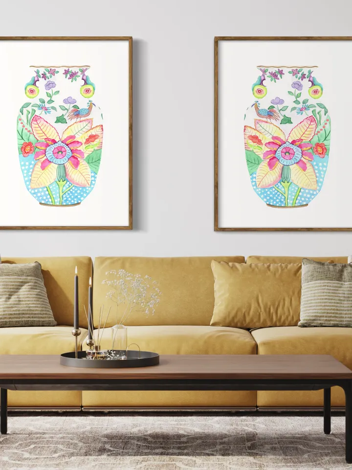 Watercolor Ginger Jar Prints Set Of 2 Chinoiserie Wall Art Print Oriental Vase Vintage Chinoiserie Asian Art Print Art For Living Room Art