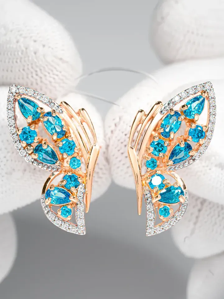 Earrings jewelry Silver gold plated 925 assay value with topaz