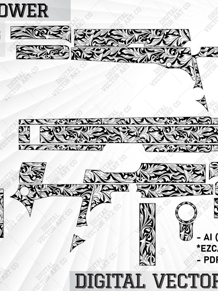 Browning High Power Scroll Design.ornamentals,Browning patterns,,patterns Stippling,laser cut files,fiber laser,metal art svg.