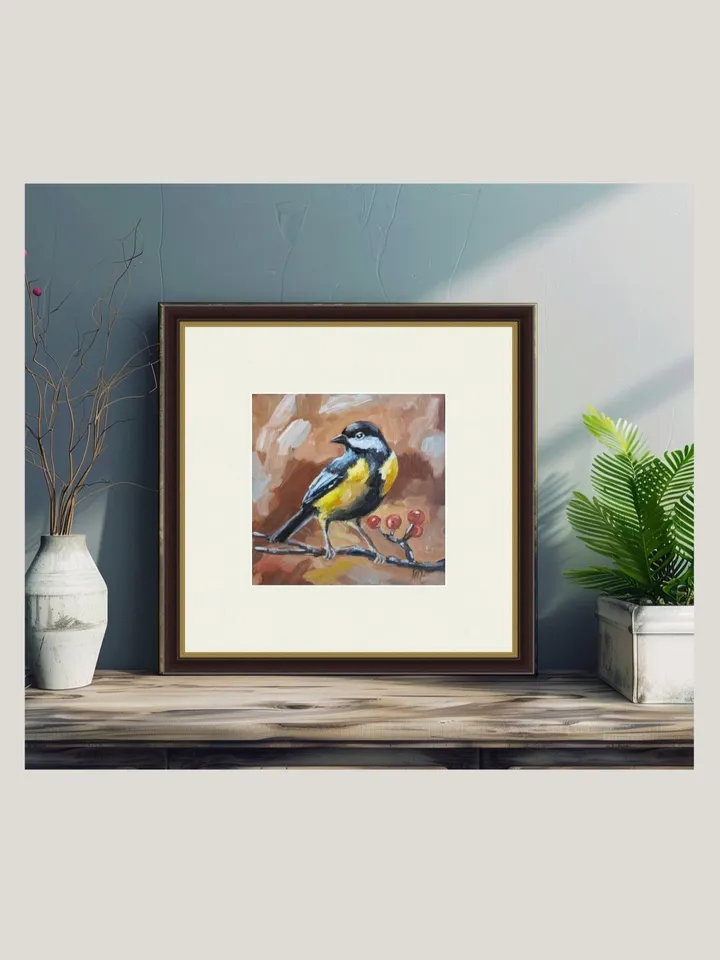 Original Oil Painting Adorable Chickadee Perched on Tree Branch Chickadee on Branch Bird Art Mini Oil Art for Nature Lovers