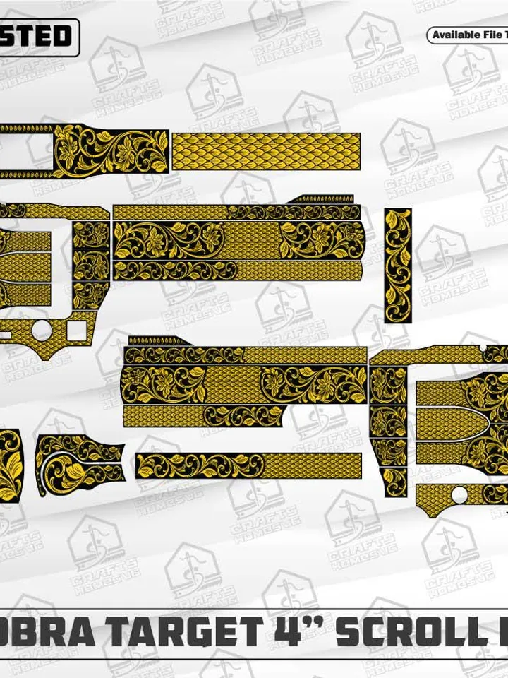 Colt Cobra Target 4” Scroll Design  SVG | Laser Cut File