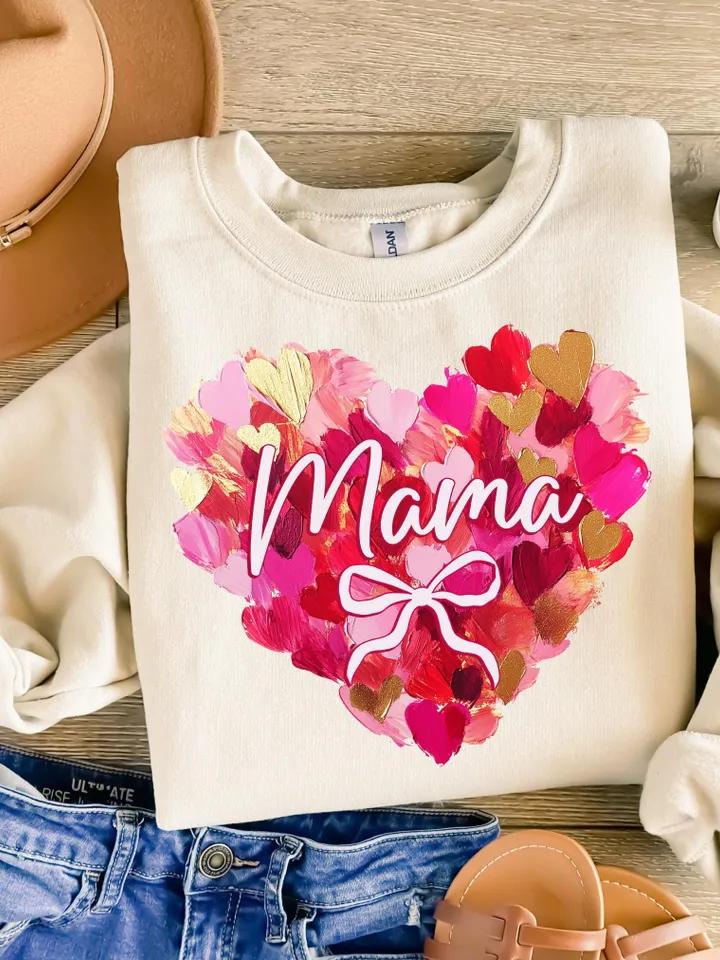 Valentine Day Heart Brushstroke png, Valentine Mama coquette png, Valentines png, Pink Bow png, Pink Mama png, Mama Valentines png, Mama png