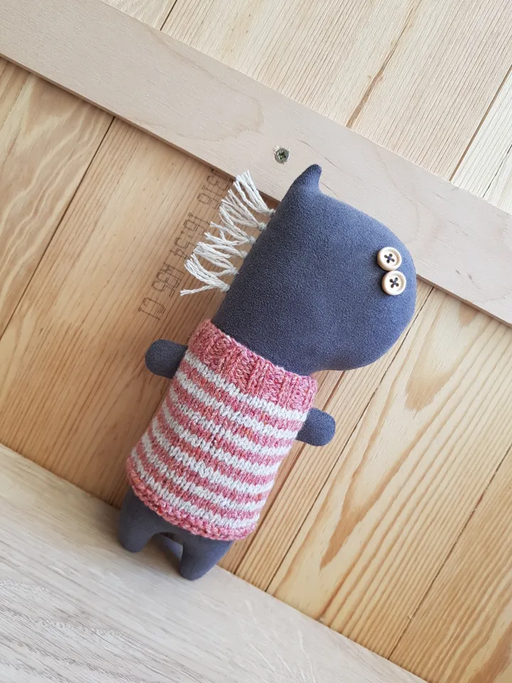 Animal Dolls sewing and knitting patterns PDF, Unicorn and Horse in striped sweaters, Digital tutorial in English, rag dolls diy