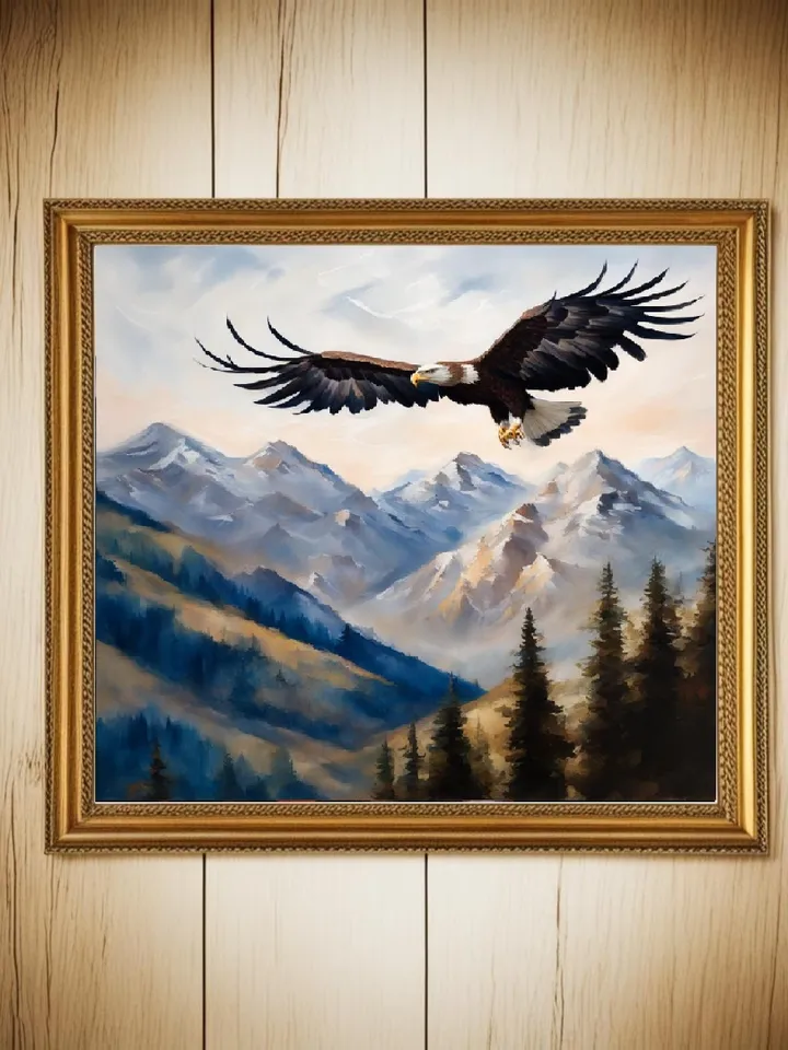 Set of 3 digital paintings "Mountain landscapes". Digital art. Wall decor