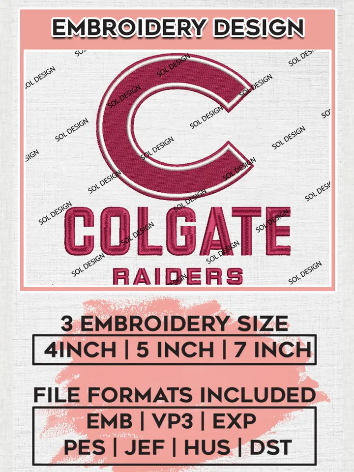 Colgate Raiders NCAA College Team Writing Logo Embroidery Design Files, NCAA Colgate Raiders Machine Embroidery, NCAA Teams, 3 sizes, NCAA Machine embroidery designs, Digital Download