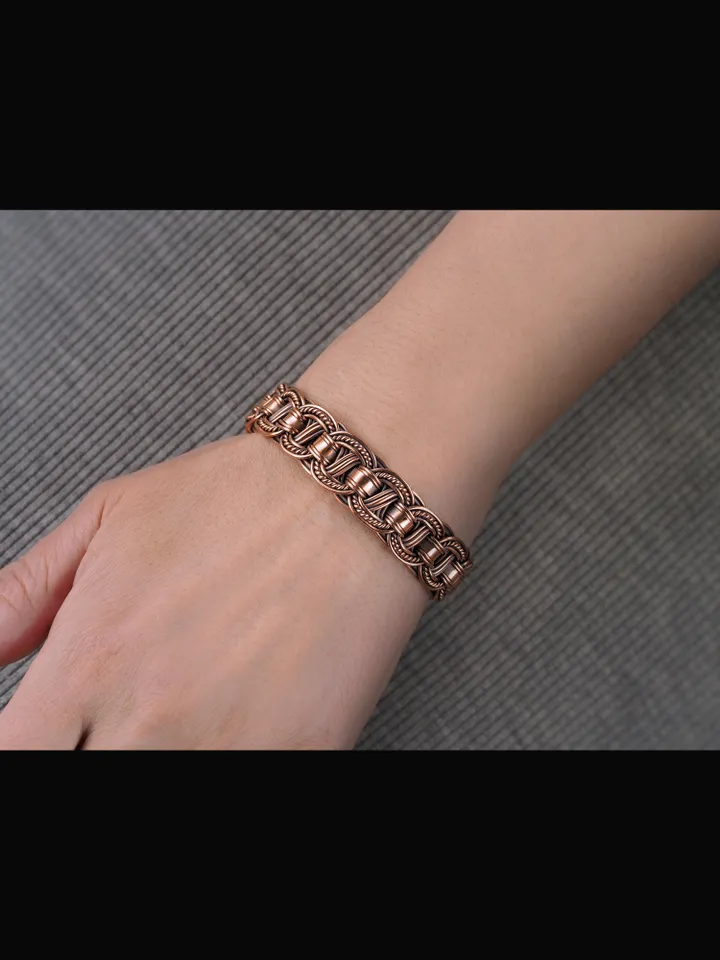 Woven copper wire bracelet Antique style handcrafted copper jewelry Unique gift