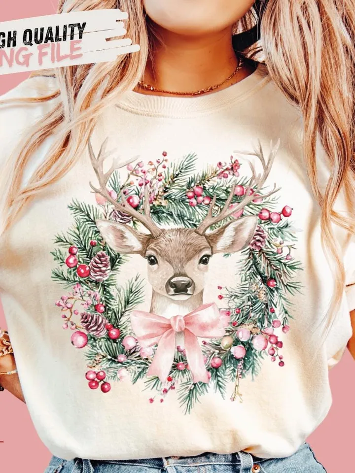 Coquette Reindeer,Christmas png,Christmas designs,Pink Christmas png,Christmas sublimation,Retro Holidays png,Holiday vibes png,Girly