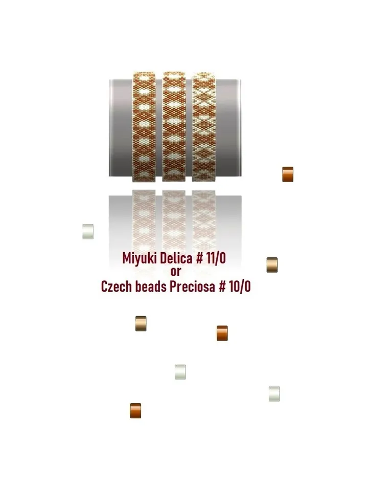 Cuff Bracelet Odd-Count Peyote Stitch Bead Patterns, Miyuki Delica, Czech beads Preciosa, Instant Download