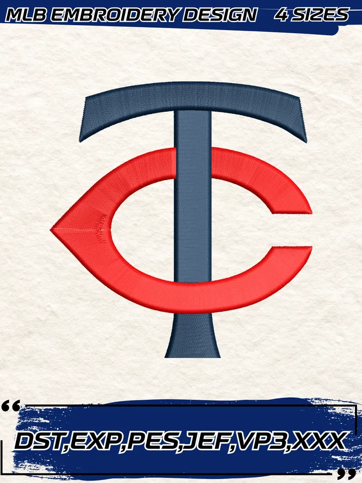 Minnesota Twins Embroidery Design,MLB Embroidery Design,Machine Embroidery Design File,4 Sizes, Digital Download