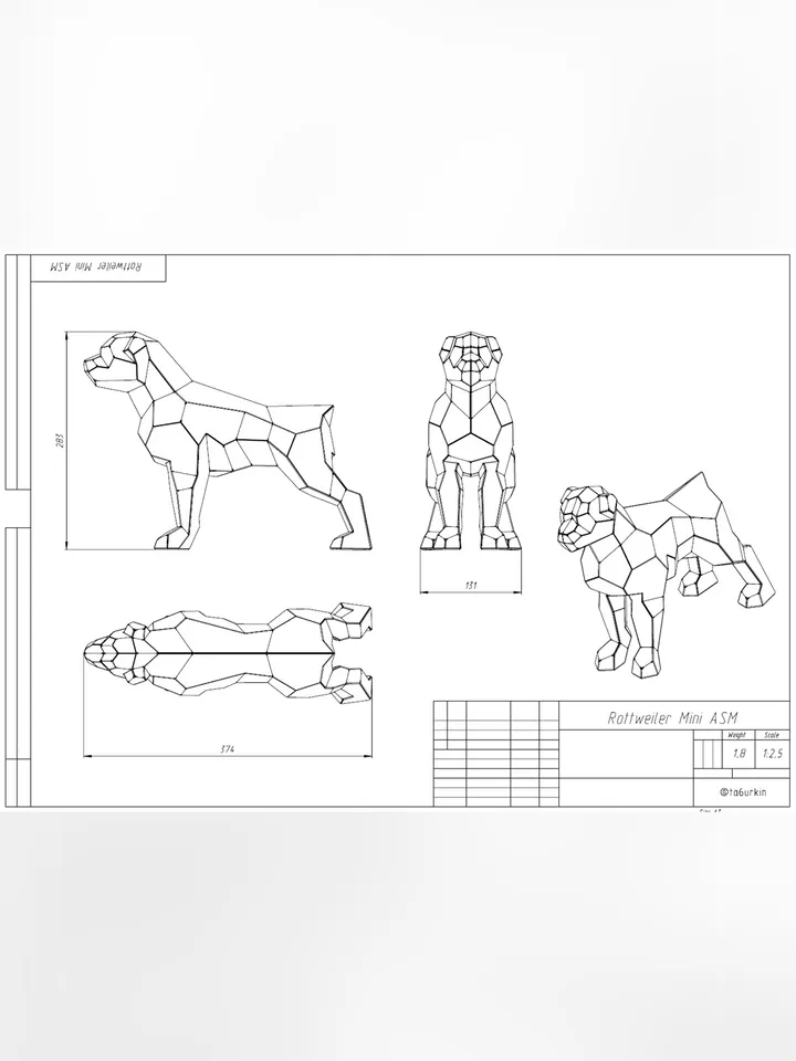 Welding Project Plans Drawings Rottweiler Mini (DXF, PDF)