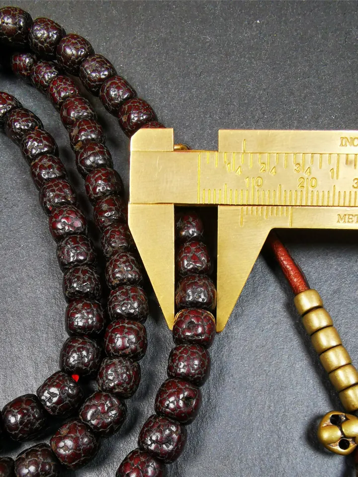 Gandhanra Old 108 Tibetan Lotus Seed Beads Mala,Prayer Beads Necklace for Meditation,Diameter 0.32", Circumference 30"
