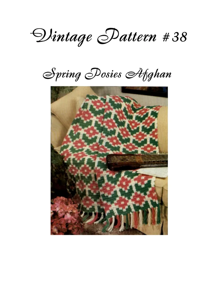Vintage Crochet Pattern 38 Spring Posies Afghan