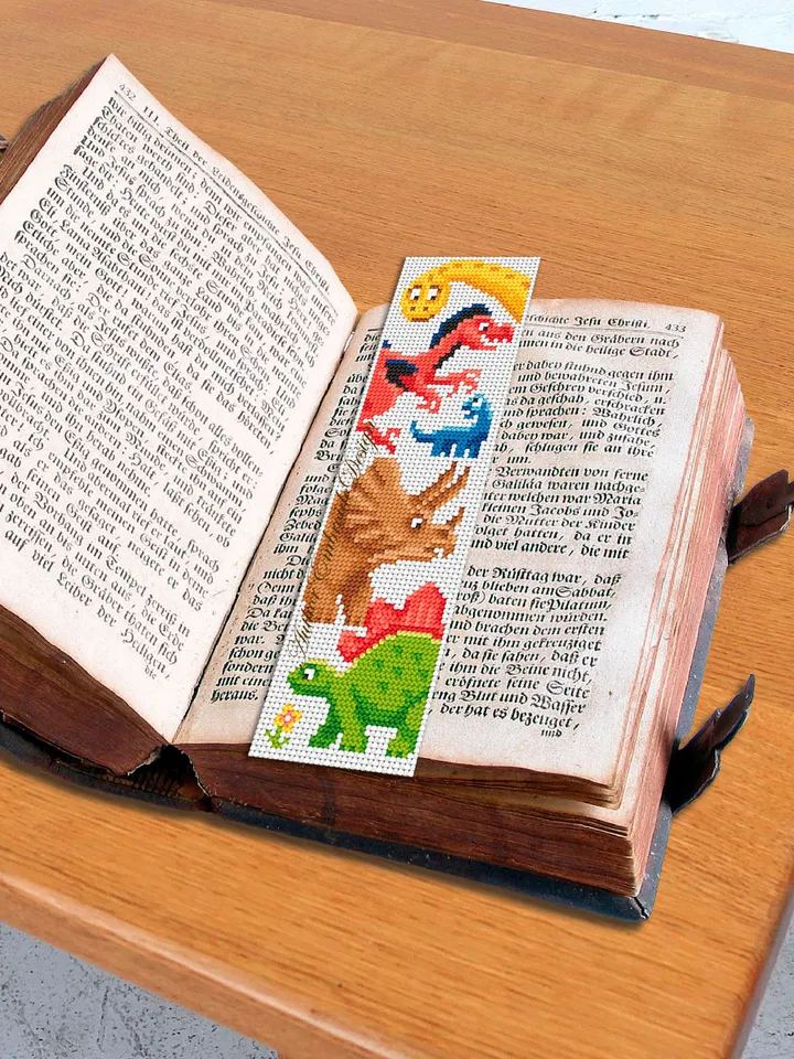 Dinosaur bookmark cross stitch pattern PDF download Baby dinosaur cross stitch chart, Bookmark pattern digital PDF, Dinosaur gifts #B278