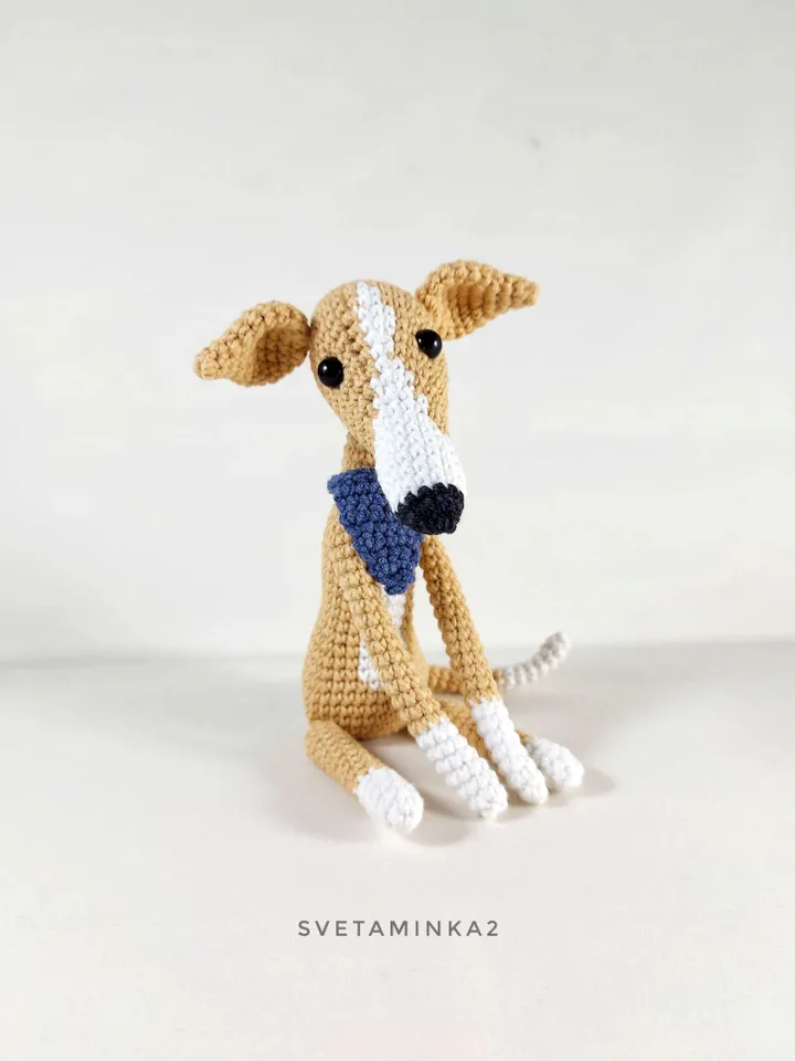 Greyhound Crochet Pattern Amigurumi Dog Whippet, Italian Greyhound, Galgo, Sighthound, Lurcher. Digital Download. PDF.