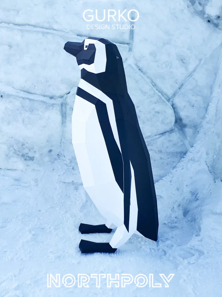 Magellanic Penguin #1 Papercraft, Digital Template, PDF Download, Gurko, Low Poly, Pepakura, Origami Sculpture, Paper Party Decor, DIY Gift