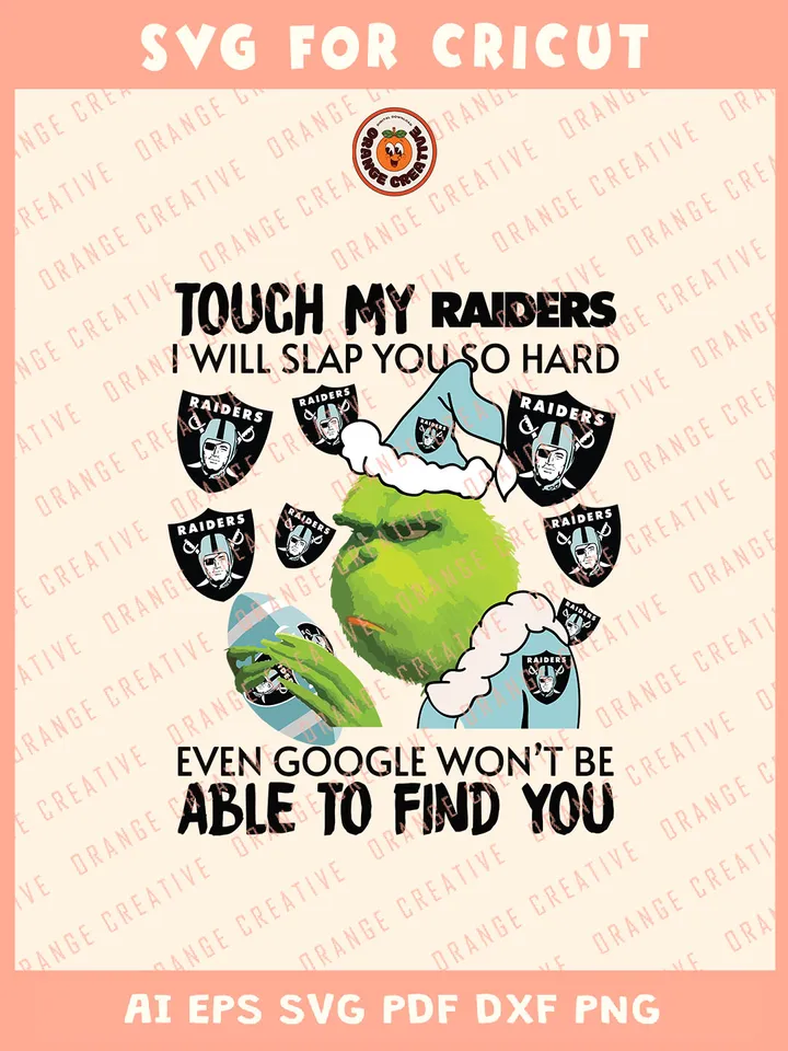 Touch My Raiders I Will Slap You Svg, NFL Las Vegas Raiders Team Svg, NFL Football SVG for cricut, Raiders Team Gift For Girls, Svg Files for Cricut, Png, Dxf, Digital Download