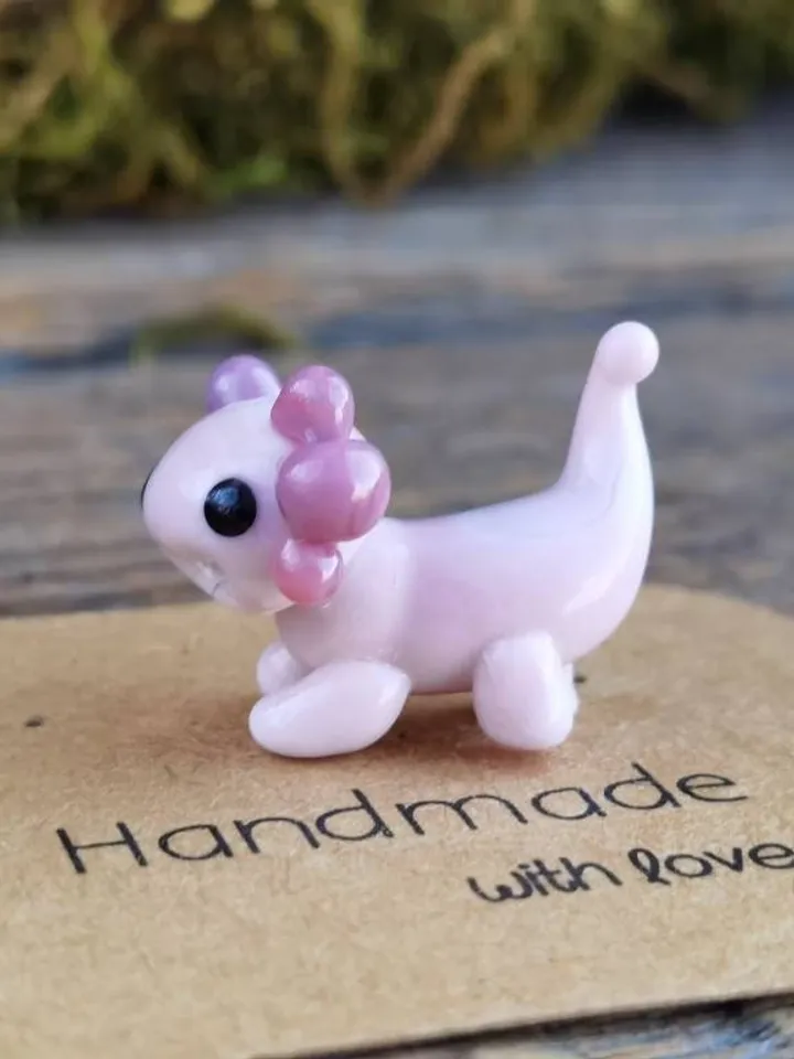 Glass axolotl figurine Tiny axolotl gifts miniature axolotl decor Blown glass art axolotl ornaments Axolotl Aquarium decor Tank Fish