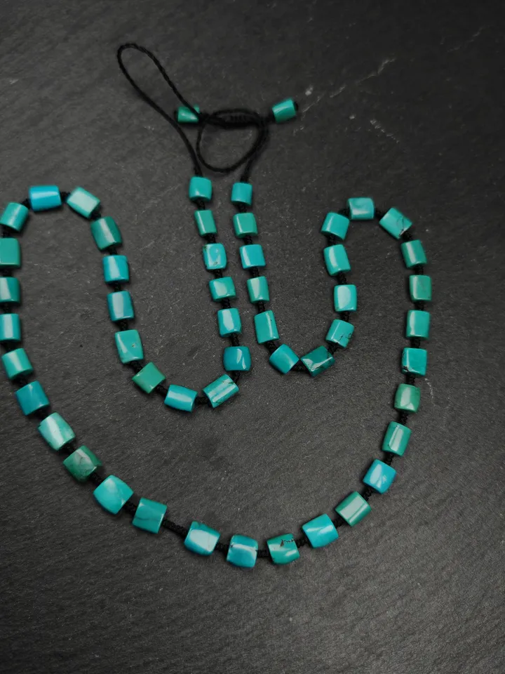 Authentic 6mm Turquoise Beads Necklace,Gandhanra Tibetan Jewelry Turquoise Necklace for Woman,34cm Length, Spiritual Gift