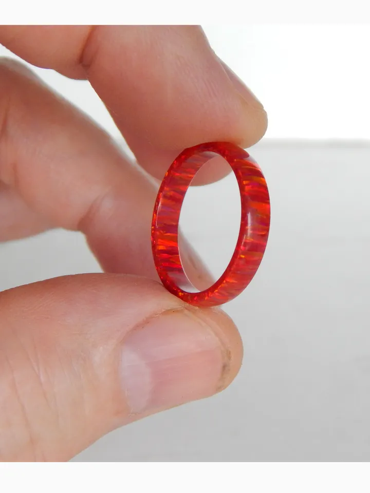 Very beautiful ring of opal. Solid opal band. Solid opal ring. Synthetic opal ring.