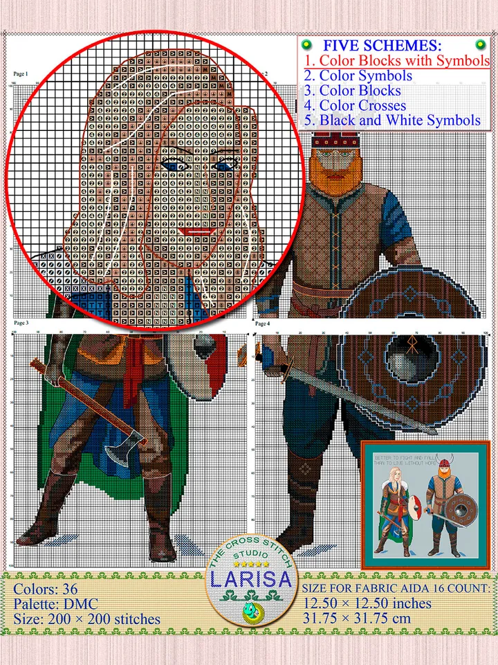 Vikings Cross Stitch Pattern | Viking Warriors | Konung