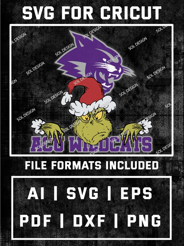 Grinch Abilene Christian Wildcats SVG, NCAA SVG Design, NCAA Abilene Christian Wildcats SVG, NCAA Wildcats Cricut, Christmas Svg, Grinch svg, Digital Download