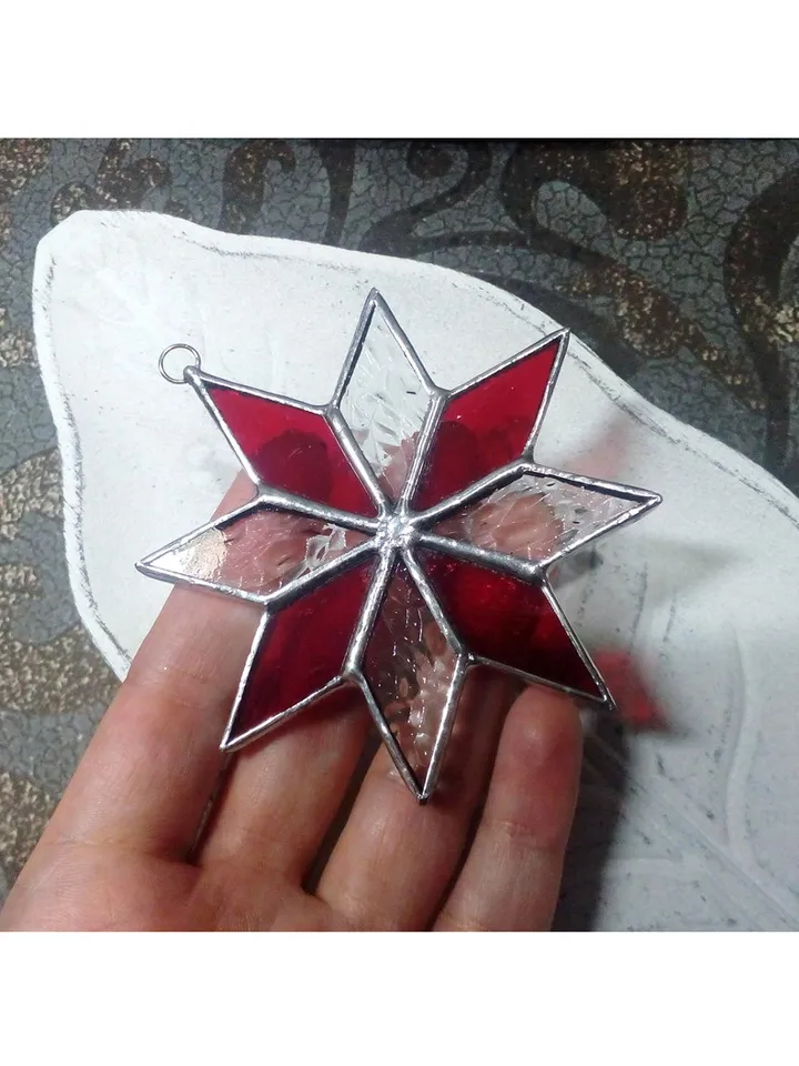 Christmas decorations, snowflake suncatcher, christmas tree star, new year tree toy, hygge christmas