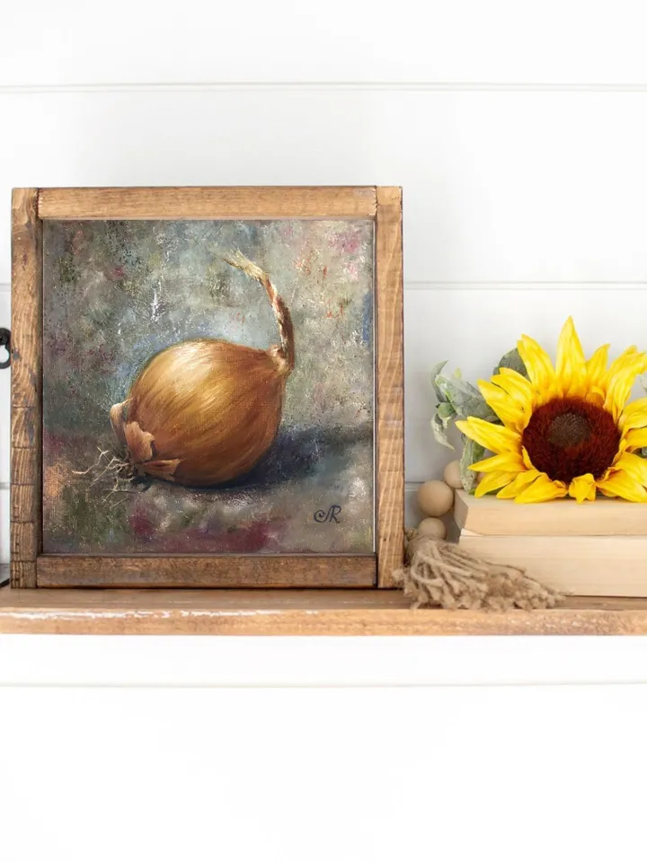 Onion Painting Original Garlic Painting Vegetables Wall art Original Oil Painting