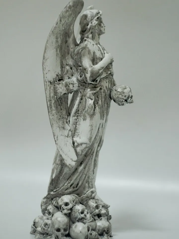 Angel Statue with Skulls and Wings | Angel Statues for Cemetery | Gothic Angel | Scary Statue