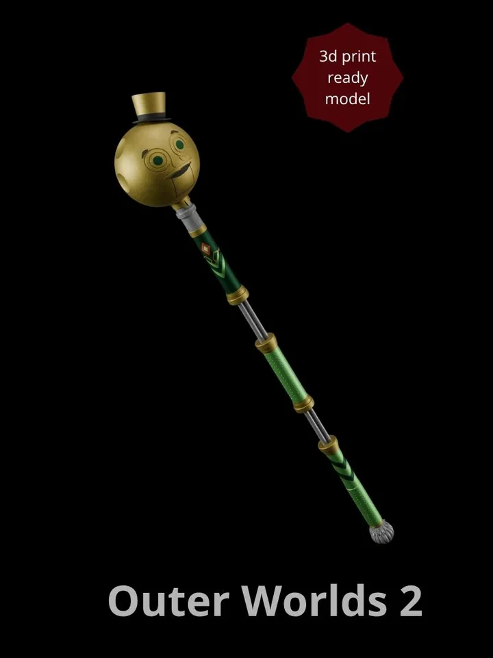 Outer Worlds 2 Deluxe Moon Man Staff – FDM Print-Ready, Split Parts