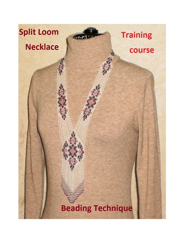 TUTORIAL Gerdan Split Loom Necklace Beaded Sautoirs Loomwork How to make weave gerdan Beading Technique Weaving PDF Instant Download